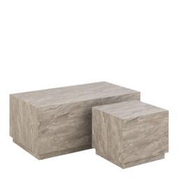 Dice Coffee Table Set in Grey Marble Effect Finish - thumbnail 1