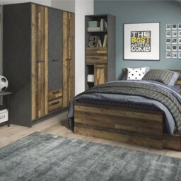 Brooklyn Wardrobe – Walnut & Dark Matera Grey, 3 Doors with 2 Drawers - thumbnail 5