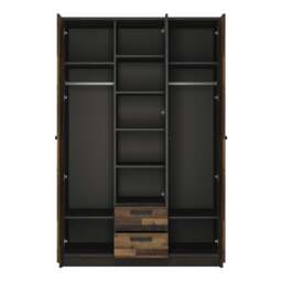 Brooklyn Wardrobe  Walnut & Dark Matera Grey, 3 Doors with 2 Drawers - thumbnail 2