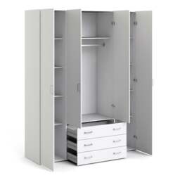 Space Wardrobe - 4 Doors 3 Drawers in White 2000 - thumbnail 4