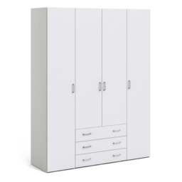 Space Wardrobe - 4 Doors 3 Drawers in White 2000 - thumbnail 1
