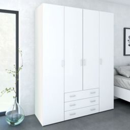 Space Wardrobe - 4 Doors 3 Drawers in White 2000 - thumbnail 4