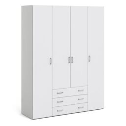 Space Wardrobe - 4 Doors 3 Drawers in White 2000 - thumbnail 1