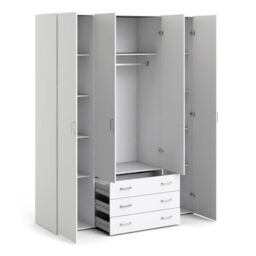 Space Wardrobe - 4 Doors 3 Drawers in White 2000 - thumbnail 3