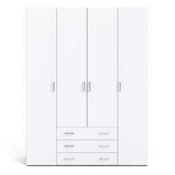 Space Wardrobe - 4 Doors 3 Drawers in White 2000 - thumbnail 2