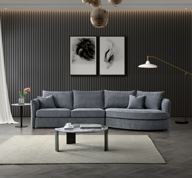 Aluxo Rubin Corner Chaise in Charcoal Bouclé - image 1