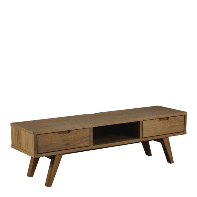TV Unit with 2 Drawers in Smoked Oak A-Line Collection - image 1