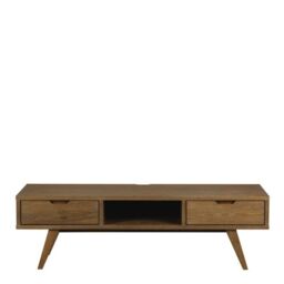 TV Unit with 2 Drawers in Smoked Oak  A-Line Collection - thumbnail 2