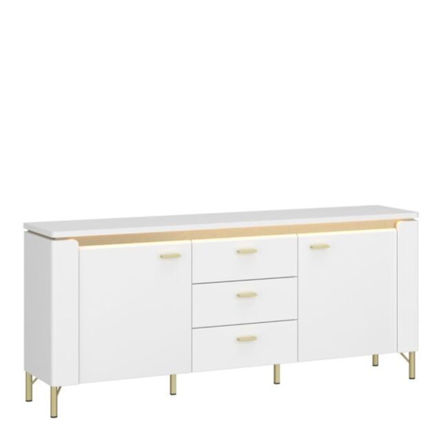 2 Door 3 Drawer TV Cabinet in Alpine White & White Gloss – Lazio Collection - image 1