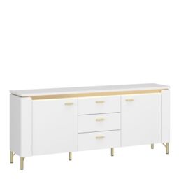 2 Door 3 Drawer TV Cabinet in Alpine White & White Gloss  Lazio Collection