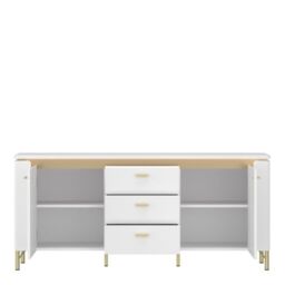 2 Door 3 Drawer TV Cabinet in Alpine White & White Gloss – Lazio Collection - thumbnail 2