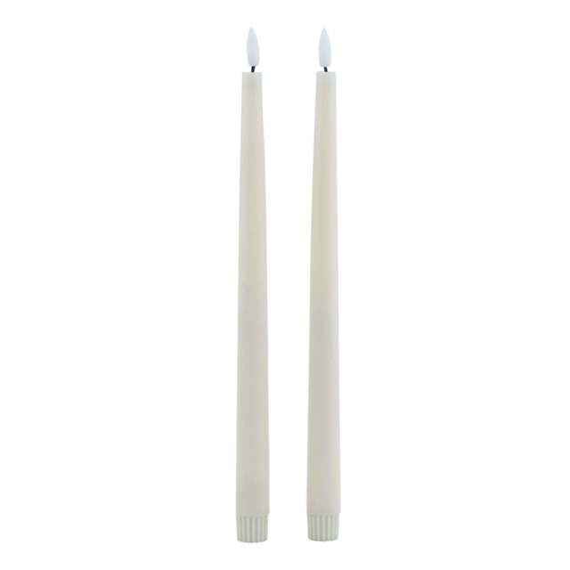 Luxe Collection Set of 2 Taupe LED Wax Dinner Candles - image 1