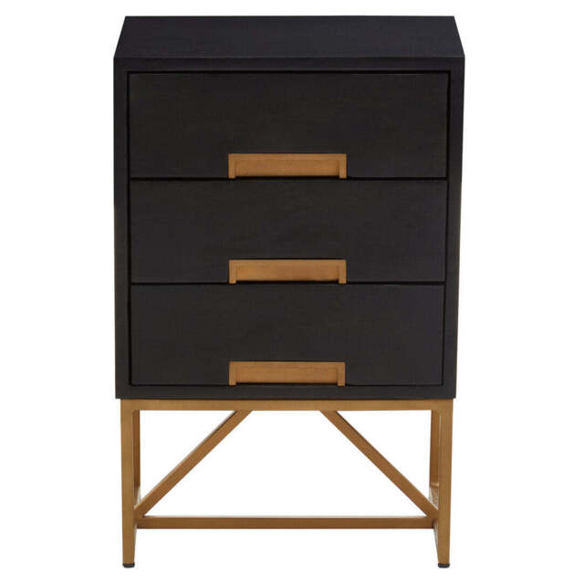 Cedar Side Table – Black (3 Drawer)