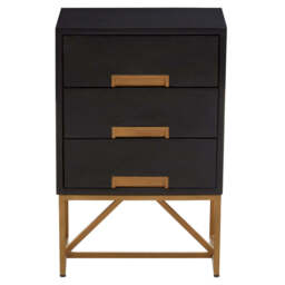 Cedar Side Table – Black (3 Drawer)