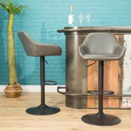 Morvella Gas Lift Barstool Grey SET OF 2 - thumbnail 2