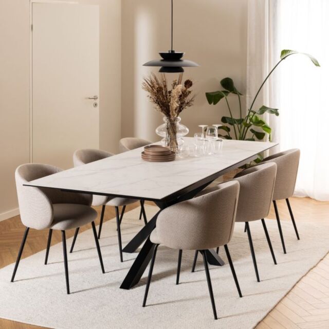 Heaven Extendable Dining Table with Ceramic White Top 200 to 240cm - image 1