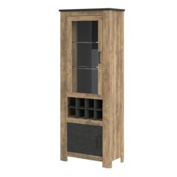 Rapallo 2 Door Display Cabinet with Wine Rack Chestnut and Grey - thumbnail 3