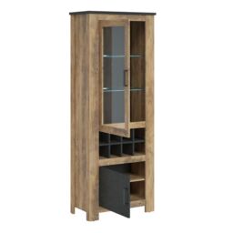 Rapallo 2 Door Display Cabinet with Wine Rack Chestnut and Grey - thumbnail 2