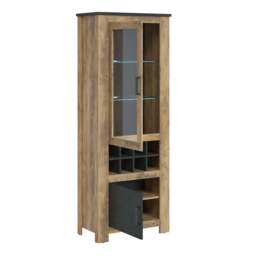 Rapallo 2 Door Display Cabinet with Wine Rack Chestnut and Grey - thumbnail 2