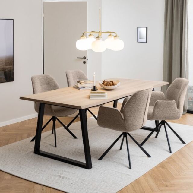 Malika Dining Table in White Oak and Black 220x75cm - image 1