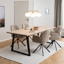 Malika Dining Table in White Oak and Black 220x75cm - thumbnail 1