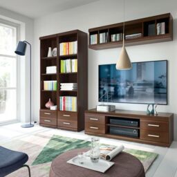Imperial Wide 4 Drawer TV Cabinet in Dark Mahogany Melamine - thumbnail 2