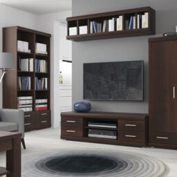 Imperial Wide 4 Drawer TV Cabinet in Dark Mahogany Melamine - thumbnail 3