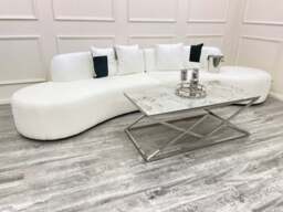 Miami Curved Cinema Bouclé Sofa - Silver Grey - thumbnail 2