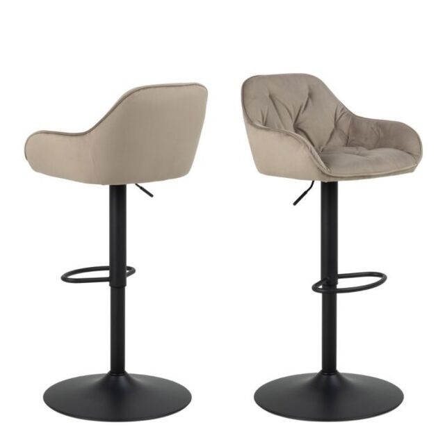 Beige Swivel Bar Stools – Height Adjustable – Set of 2 – Brooke Collection - image 1