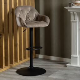 Beige Swivel Bar Stools – Height Adjustable – Set of 2 – Brooke Collection - thumbnail 2
