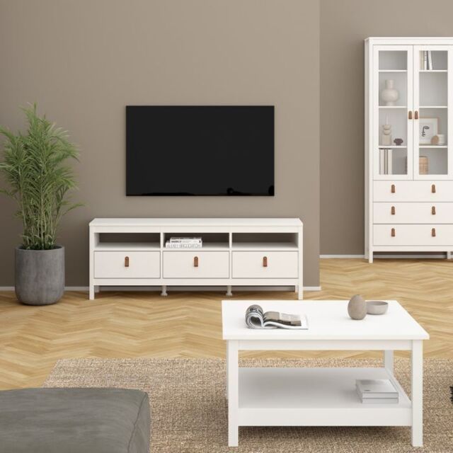 Barcelona TV Unit 3 Drawers in White - image 1