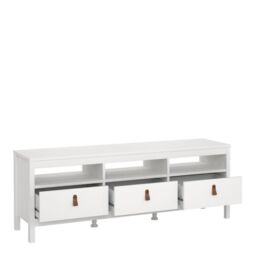 Barcelona TV Unit 3 Drawers in White - thumbnail 3
