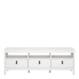 Barcelona TV Unit 3 Drawers in White - thumbnail 4