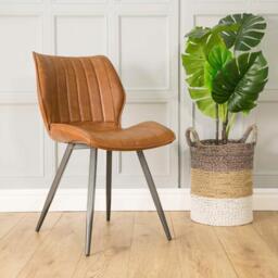 Junelle Dining Chair Vegan Leather Tan SET OF 2 - thumbnail 2