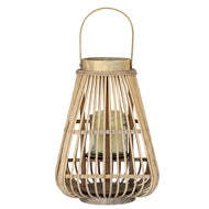 Medium Peardrop Wicker Lantern with Glass Candle Holder - thumbnail 2