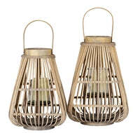 Medium Peardrop Wicker Lantern with Glass Candle Holder - thumbnail 5