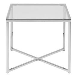 Cross Square Metal Side Table with Glass Top - thumbnail 2