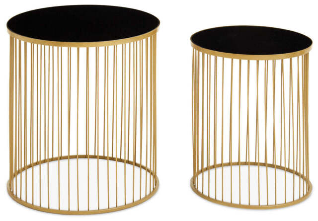 Banstead Set of Two Black & Gold Side Tables – Contemporary Accent Tables - image 1