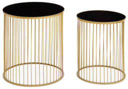 Banstead Set of Two Black & Gold Side Tables – Contemporary Accent Tables - thumbnail 1