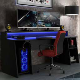 Tezaur Wide Black Gaming Desk with Colour Changing LED - thumbnail 3