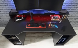 Tezaur Wide Black Gaming Desk with Colour Changing LED - thumbnail 4