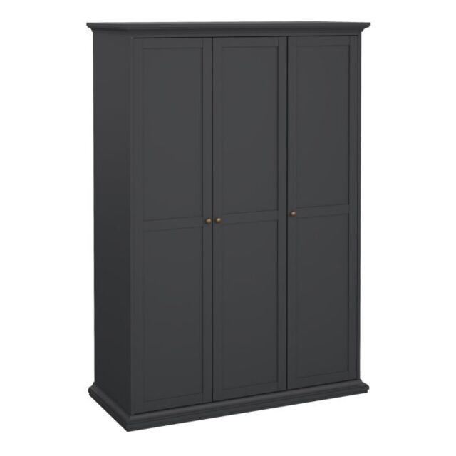 Paris Wardrobe – 3 Door Storage in Matt Grey Finish - image 1