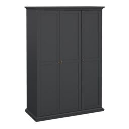 Paris Wardrobe – 3 Door Storage in Matt Grey Finish