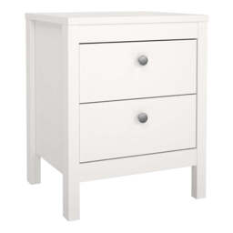 Madrid Package - Bedside Table 2 Drawers + Chest 5 Drawers + Wardrobe with 2 Doors in White - thumbnail 2
