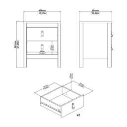 Madrid Package - Bedside Table 2 Drawers + Chest 5 Drawers + Wardrobe with 2 Doors in White - thumbnail 5