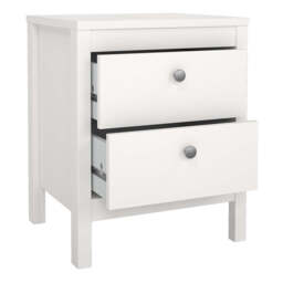 Madrid Package - Bedside Table 2 Drawers + Chest 5 Drawers + Wardrobe with 2 Doors in White - thumbnail 3