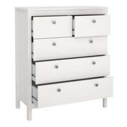 Madrid 3 Piece Bedroom Furniture Package – 2 Drawer Bedside, 5 Drawer Chest & 2 Door Wardrobe in White - thumbnail 5
