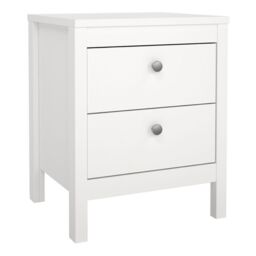 Madrid 3 Piece Bedroom Furniture Package – 2 Drawer Bedside, 5 Drawer Chest & 2 Door Wardrobe in White - thumbnail 2