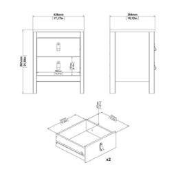 Madrid 3 Piece Bedroom Furniture Package – 2 Drawer Bedside, 5 Drawer Chest & 2 Door Wardrobe in White - thumbnail 4