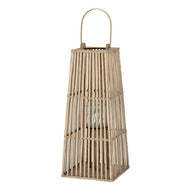 Medium Silo Wicker Lantern with Glass Candle Holder
